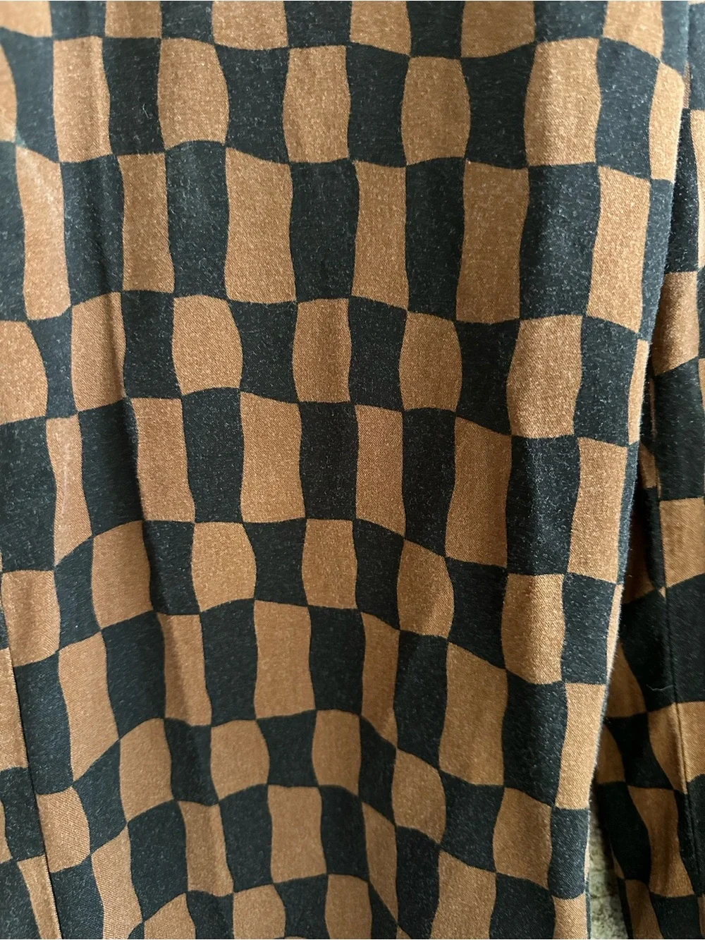 Old Navy Playa wide leg high rise elastic waist brown Checker Pants Large - Picture 5 of 9